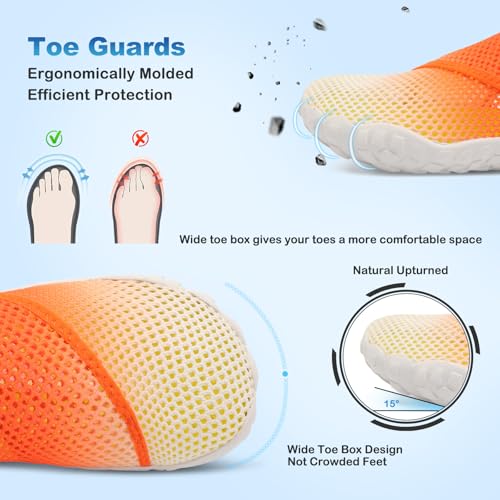 Image of L-RUN Barefoot Hiking Shoes Womens Mens Summer Water Beach Shoes for Pool Swim White White M US (Women 11, Men 9.5)=EU42
