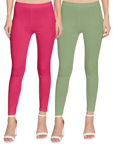 Image of JUNEBERRY Pure Cotton Skinny Fit Ankle Length Leggings Combo (Pack of 2)