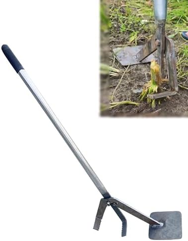 Post Puller Tool for Wood Posts & Tree Roots - Leverage Stump Extractor & Wooden-Handled Fence Lifter for Effortless Removal of Stumps & Saplings