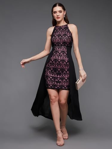 Image of Miss Chase Women's Sleeveless Collared Bodycon Above-Knee Polyester Dress