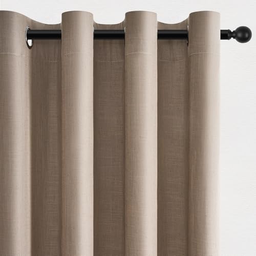 Topfinel - Topfinel Rideau Occultant Thermique, Lin Noir Rideau Anti Chaleu, Double Rideaux Occultant 30% Lin Phonique Anti Bruit pour Salon Chambre Enfant/Adulte Linen 140（L） x 280（H） 2PCS