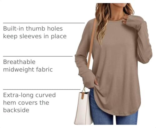 Image of AUTOMET Womens Long Sleeve Tunic Tops Crew Neck Casual Loose Fit Shirts