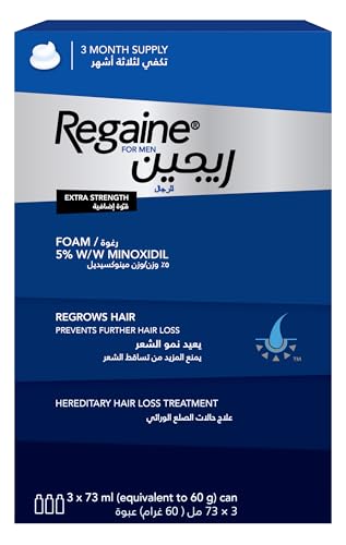 Regaine Men Foam 5% 60g Triple Pack Advanced Hair Regrowth Treatment for Men Minoxidil Foam for Thinning Hair Easy to Apply Clinically Proven Formula 3 Month Supply