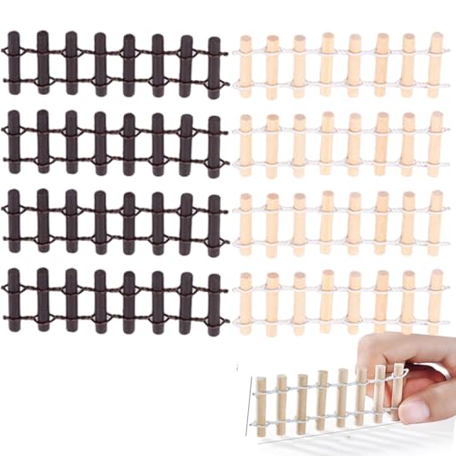 Ouliget Miniature Fairy Garden Garden Fence,Micro Landscape Fence Ornaments Accessories,DIY Flowerpot Plants Decoration Wood Fence for Dollhouse Home,8 Pieces of 3 Inches