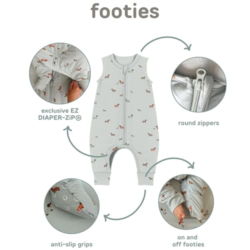 Image of GUNAMUNA Baby Footie Sleep Bag, Walkable Wearable Blanket, Easy Diaper Zipper, Convertible Foot Cuffs, Anti-Slip Grip, 1.0TOG