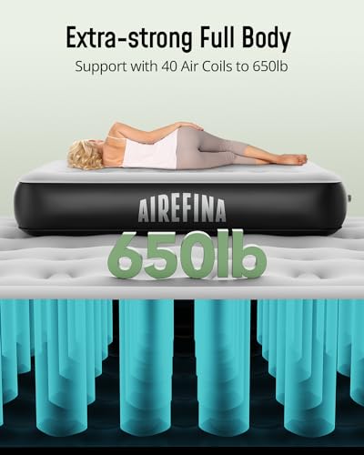 Airefina King Inflatable Mattress, Air Bed with Built-in Electric Pump, Blow Up Mattress in 3 Mins Self-Inflation/Deflation, Portable Airbed Carry Bag for Camping, Travel & Guests, Home -203x152x33cm - Image 6
