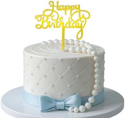 Happy Birthday Cake Topper,Gold Acrylic Cake Sign Decorations,Birthday Cake Topper Supplies for Men's Women's Birthday Party Cake Dessert (Gold)