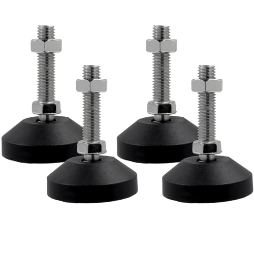 Image of M12 Leveling Feet 880 Lb Capacity, 3.2-Inch Height, 2.28-Inch Base, 4Pcs | 50mm Screw Length, Adjustable Swivel, Anti-Slip Bottom, For Tables, Shelves, Workbenches, Cabinets, Machines