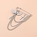 Punk Gold Silver Star/Moon/Bear/Rose Tassel Chain Brooch,Vintage Crystal Moon Star Brooch Lapel Pins Cubic Zirconia Sweater Shawl Clips Collar Brooch for Women (A)
