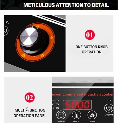 Image of 5000W Flat Induction Cooktop | Heavy Duty Commercial Electric Stove | Fast Heating Burner
