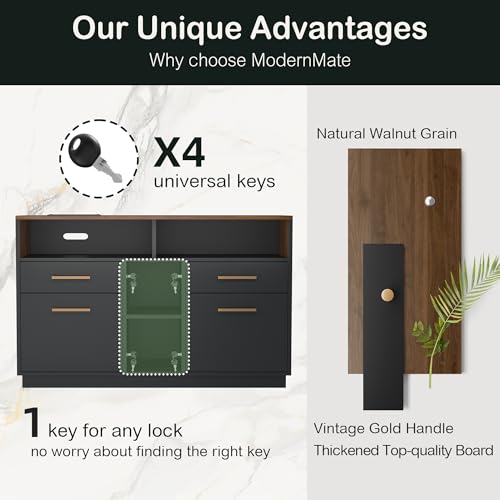 Image of ModernMate 4 Drawer File Cabinet with Lock for Home Office