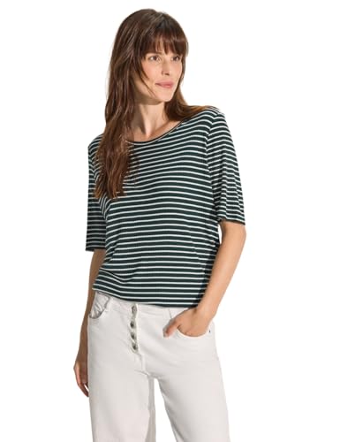T-Shirt à Rayures Cecil B321789 Vert Kaki pour Femmes en Taille S