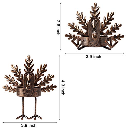Forup 6 Pack Metal Turkey Tea Light Candle Holders, Thanksgiving Candle Holder, Thanksgiving Home Table Decoration #TOP1