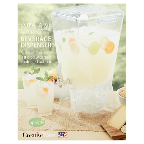 CreativeWare Crown Beverage Dispenser with Base and Name Clip, 3.5 gallon, Clear by CreativeWare - Image 3