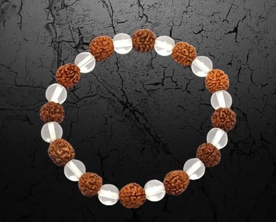 HICKORY Crystal Rudraksha Healing Bracelet Rudraksha with Natural Crystals for Chakra Balancing, Meditation, and Positive Energy Unisex Spiritual Jewelry-image-8