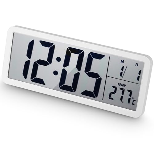 Orologio da Parete Digitale, 13 orologio da parete digitale, Ora e Temperatura, 12/24 Ore, Alimentazione a batteria e alimentazione USB, orologio digitale per Camera da Letto, Soggiorno, Ufficio