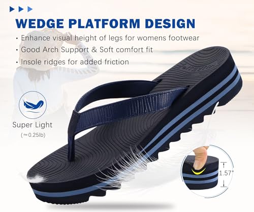 Image of KuaiLu Women's Arch Support Platform Flip Flop Sandals