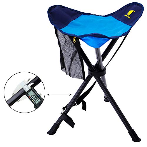 GEERTOP Large Folding Tripod Stool Slacker Chair with Mesh Pocket for Fishing Camping Hiking (Blue)