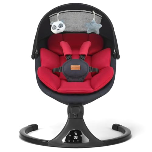 Baby Swing for Newborn Remote/Touch 5-Speed Bluetooth 12 Melodies Red