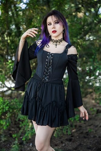 Image of SCARLET DARKNESS Women's Renaissance Corset Tops Vintage Lace Up Overbust Bustier Bodice