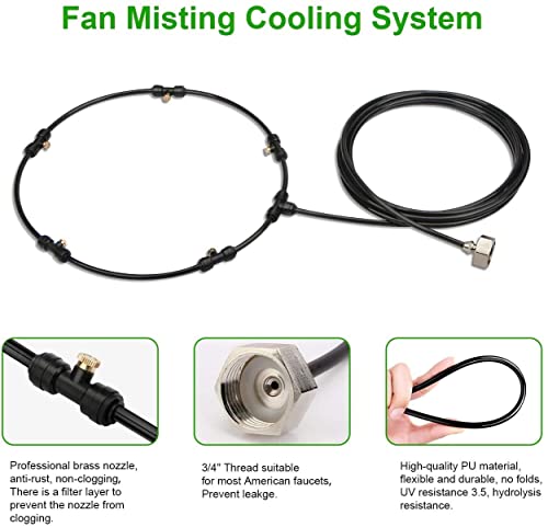Image of DIY Crafts Fan Mist Kit For Wall Fan, Pedestrian Mist Nozzle Kit & Watering Irrigation Sprayers Outdoor Cooling Gardening System Misting PE Fan Rings Lawn Veranda Patio (Mist Kit, 3 Head)