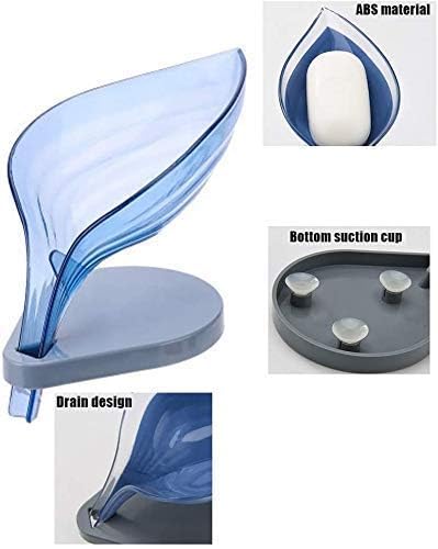 SARNESHWERAM Plastic Leaf Drainage Soap Holder Box Dishes Self Draining Case Container with Drain and Suction Cup for Shower Bathroom Kitchen (Multicolor, 12 x 9 x 11.5 cm) Pack of 2 Pieces 1