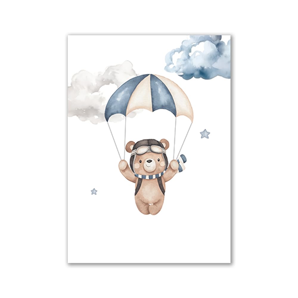 3 Affiche Chambre Bébé Nounours 30X40CM Poster Bleu Enfant Tableau Personnalisé Prenom Garcon Toile Decoration Chambre Bebe Poster Ourson Bebe Cadeau sans Cadre