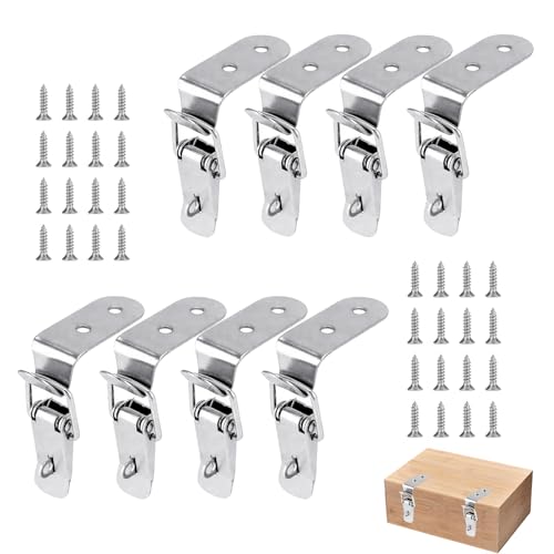 8 Pcs Fermeture a Levier, Fermeture à Ressort Loquet, Loquet à Ressort Bascule, Fermoir de Tension, Loquet Bascule en Acier Inoxydabl, Capuchon de...