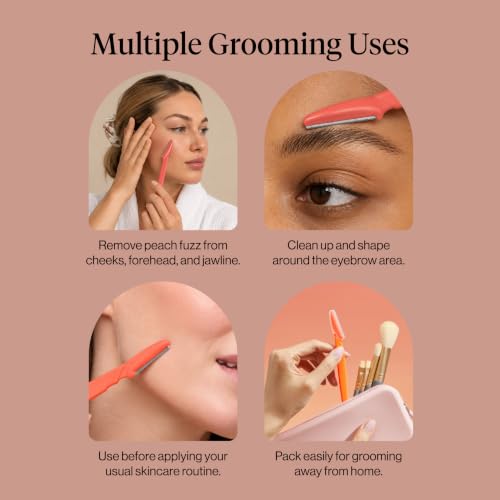 Kitsch Dermaplane Razor for Women Face – Coral, 6 pcs - image 6