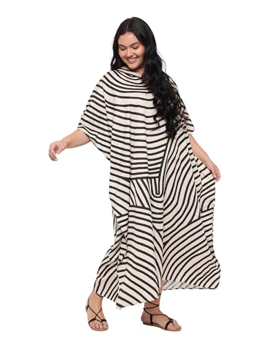 Image of Gypsie Blu Women Plus Size Kaftan Dress Beach Cover Up Maxi Dresses for Women, V-Neck Kimono Sleeve 1X-3X
