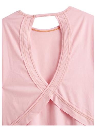 Image of RoseSeek Women's 3 Packs Open Back Tops T Shirt Criss Cross Cut Out Tee Short Sleeve Crewneck Summer Backless Tops