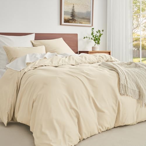WohlNest Bettwäsche 200x200 Beige,200x200 Bettwäsche-Sets Einfarbig 1...