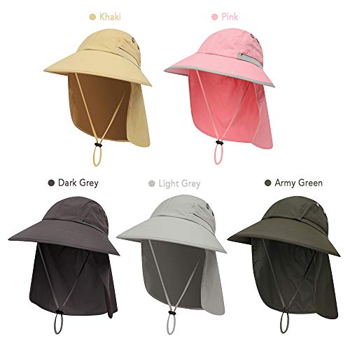 KKmoon Chapéu de sol Proteção UV Boné de verão de aba larga para camping, pesca, caminhadas, safári,