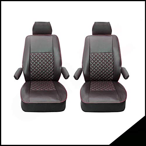 VW T5 T6 Transporter Caravelle Multivan Dimond Housses de sièges Noir Rouge 1+1 Cover