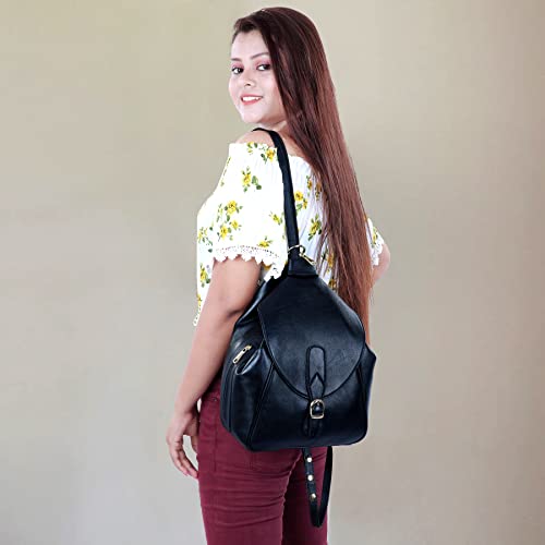 Image of RICHSIGN LEATHER ACCESSORIES 2 In1 Full Grain Natural Leather Backpack & Shoulder Handbags For Women Office (Dimension-L-9 X H-12 X W- 5 Inch) Weight- 0.6 KG / 600 GR.