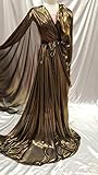 Gold Metalic Chiffon Silk Black Background Soft Flowy Prom Fabric Sold by The Yard Gown Quinceañera Bridal Evening Dress Decoration Draping