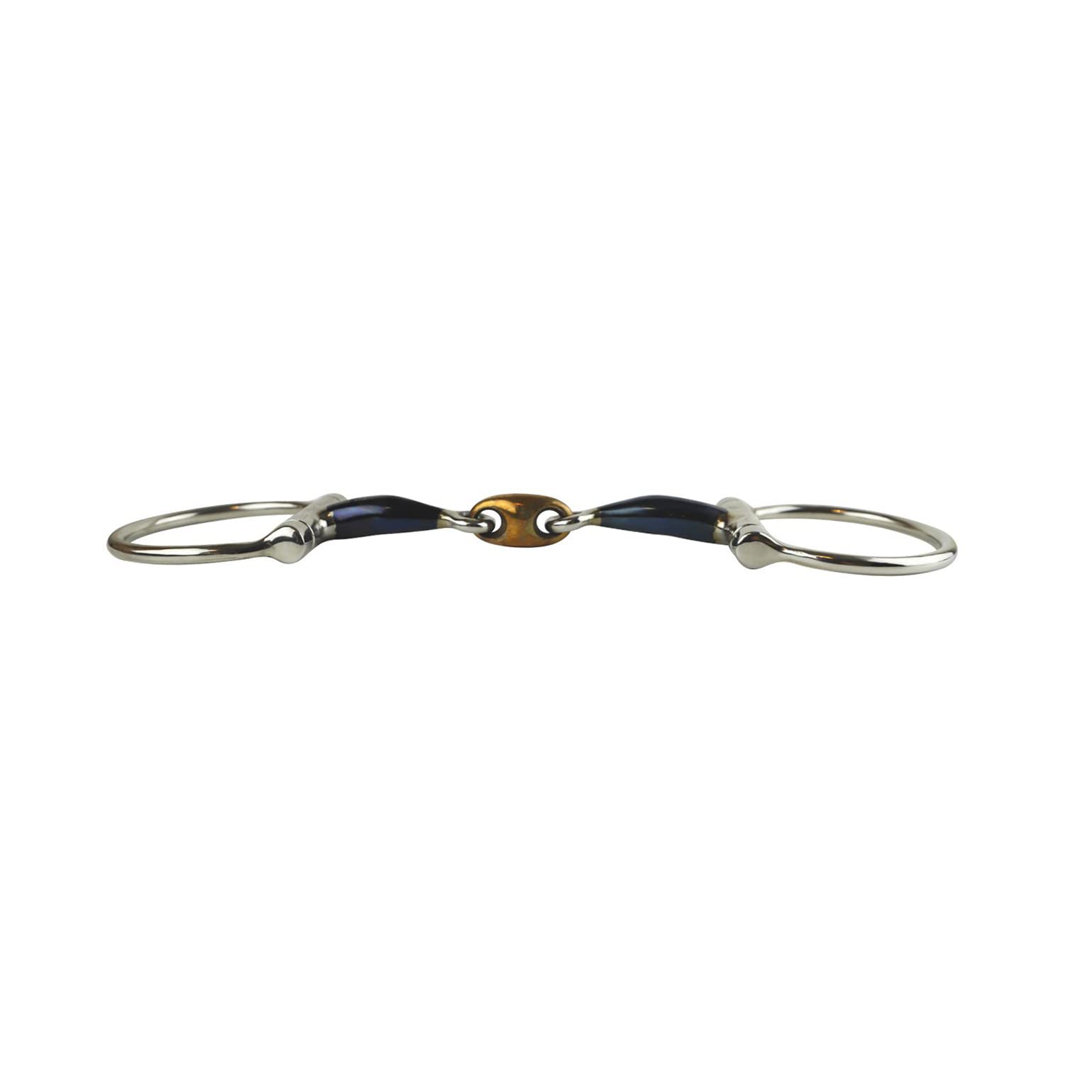 AK Sweat Iron D-Ring Morso a losanga a doppio snodo con collegamento in rame - Punta da allenamento per equitazione, comodo bocchino AKRS-2604