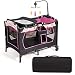COSTWAY Cuna de Viaje Plegable para Bebé con Colchón Cambiador, Parque Infantil Cuna bebe con 3 Juguetes, Caja de Música y Bolsa de Transporte, Cuna Bebe con Colecho (rosa)