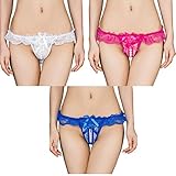 [ネクストグランツ] セクシー ショーツ 3枚組/4枚組 刺繍 レース Tバック セクシー ランジェリー オープンクロッチ ショーツ レディース 単品 インナー レース シースルー ランジェリー セクシー エロかわ ヒモパンティ バレンタイン 卒業(C 3枚組)