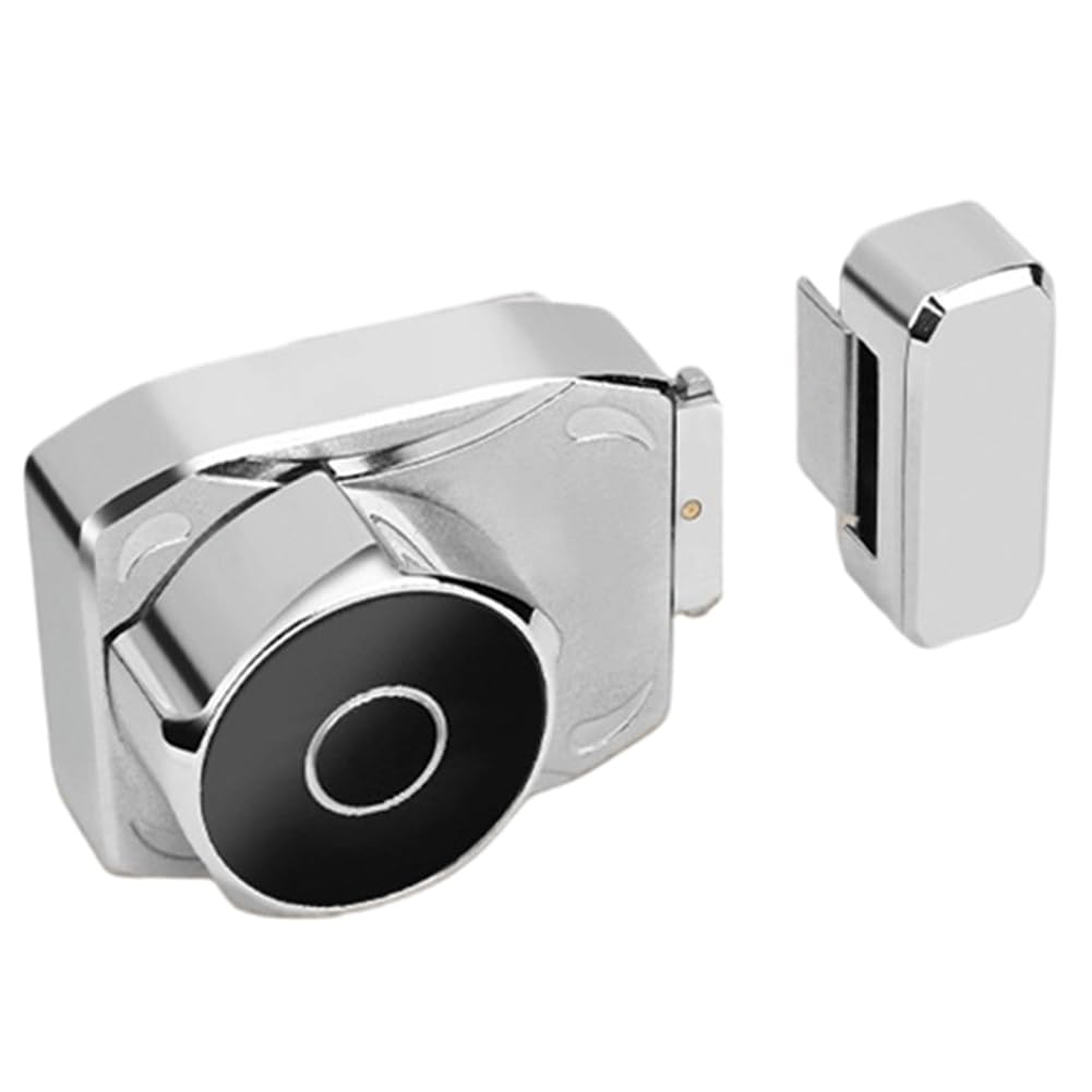 Aundhegrtt Silver Fingerprint Sliding Door Lock For Push Pull Sliding Frameless Glass Door Frameless Glass Door Lock