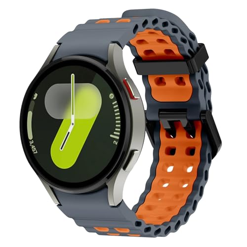 FVBBVCKAA Ocean Silicone Breathable Strap Fit For Samsung Galaxy Watch 7/6/5/4 40mm 44mm Bracelet Band For Watch 6/4 Classic 47/43mm 46/42mm(Space gray orange)