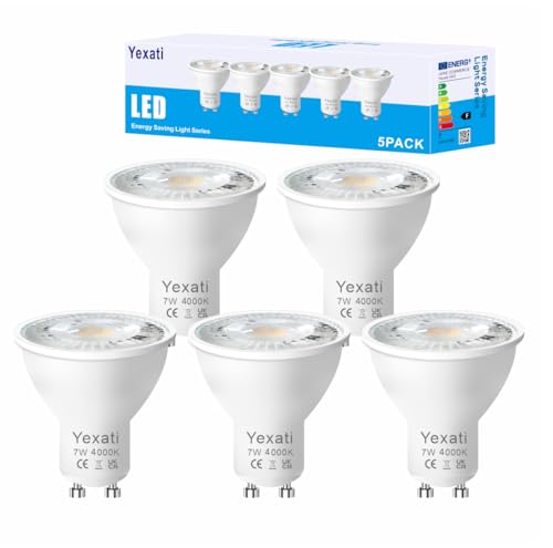 Yexati LED Bulb GU10,660 lumens, 7w(Equivalent to 50w Led Halogen), Nature White 4000k,Non Dimmable, Pack of 5