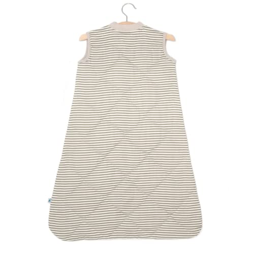 Image of Grey Stripe Quilted Cotton Muslin Sleep Bag