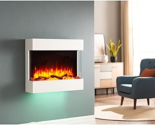 Endeavour Fires Haxby Wall Mounted Electric Fireplace 76cm/30 1&2kW, 7 day Programmable Remote Control Fire with an Off White Surround