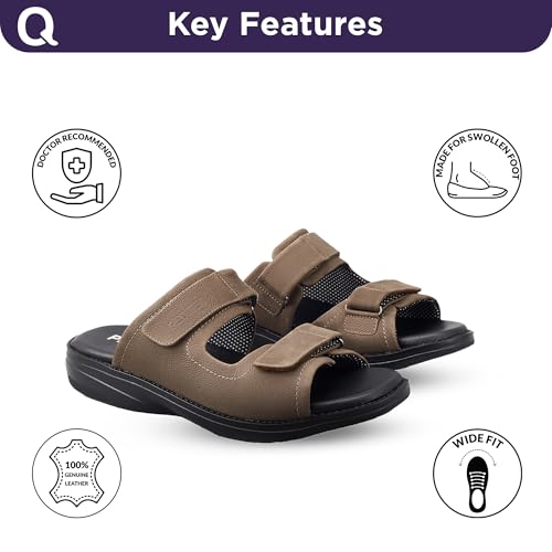 Image of DC2 Auckland Diabetic Sandals for Men | Neuropathy Footwear | High Adjustability | Wide Fit | Seamless Lining | Genuine Leather Sandals