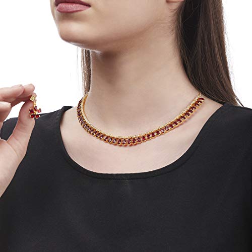Image of ZENEME Gold-plated and Cubic Zirconia Necklace With Earrings for Women & Girls
