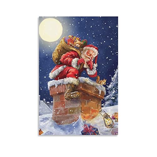 Christmas Poster Vintage Santa Claus Poster Poster Decorative Painting Canvas Wall Posters And Art Picture Print Modern Family Bedroom Decor Posters 16X24Inch(40X60Cm) #TOP1