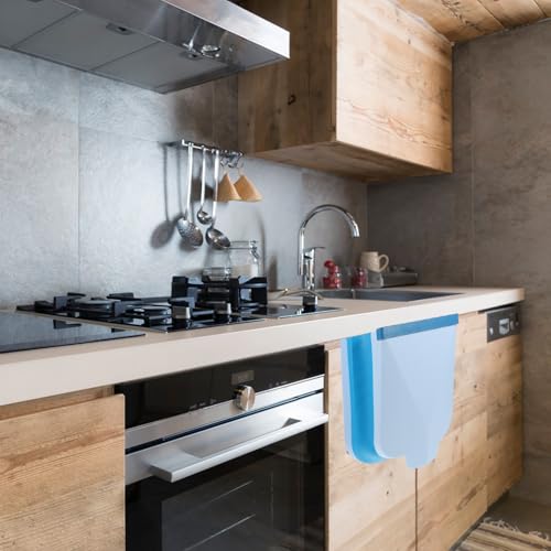 Caneca de basura plegable de pared para cocina azul miniatura 4