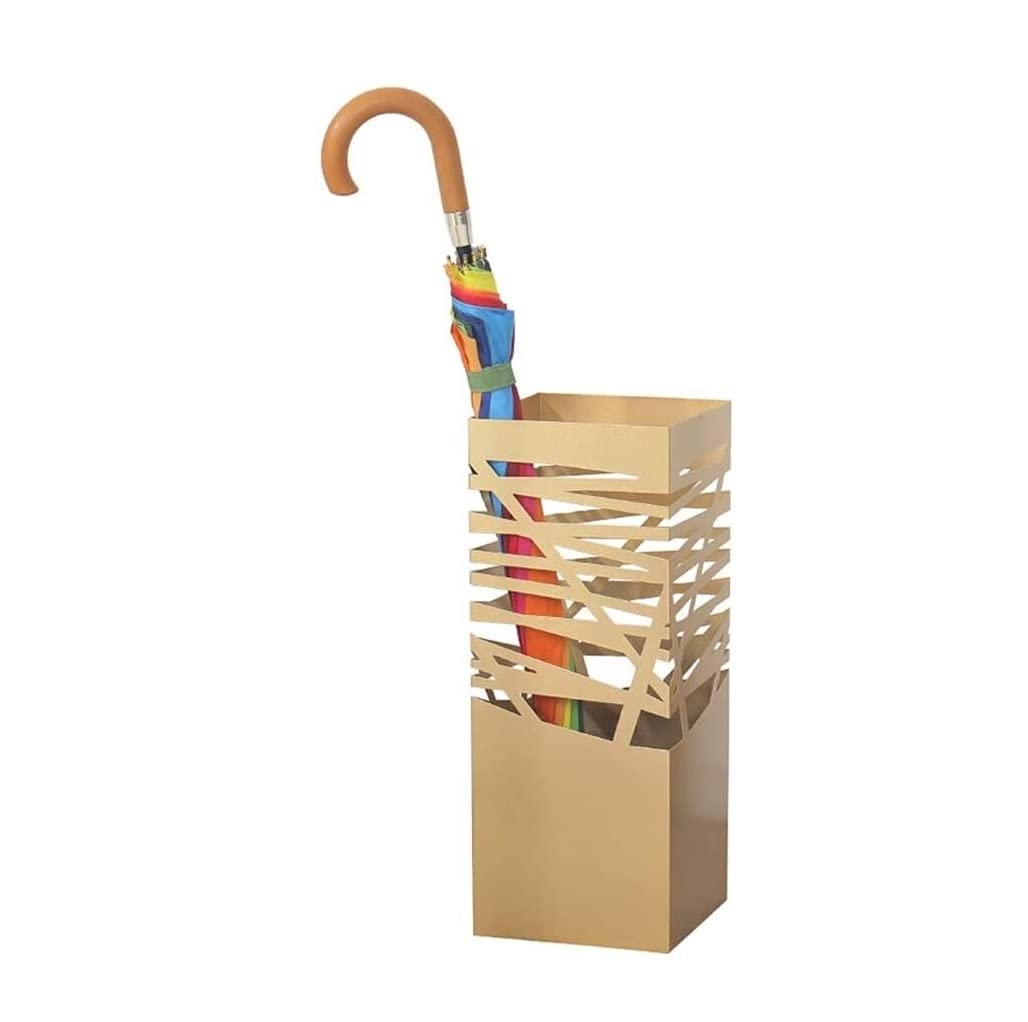 CVdrtyED Stand Organizer Iron Art Umbrella Stand Home Drain Hotel Lobby Foyer Creative Long Handle Bucket Storage Rack Hallway Entryway(A-gold)