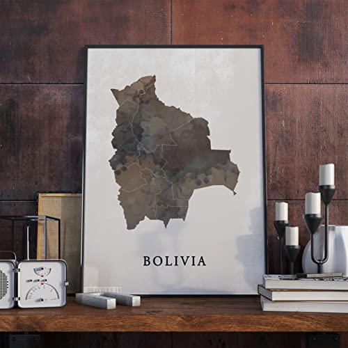 MG Global Bolivia Watercolor Style Map Poster, Bolivia Map Poster, Bolivia Abstract Wall Art Decor, Vintage Poster print, Map Artwork